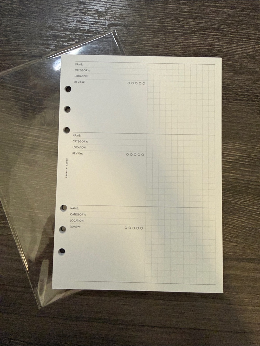 Cloth & Paper Experience Tracker planner pages